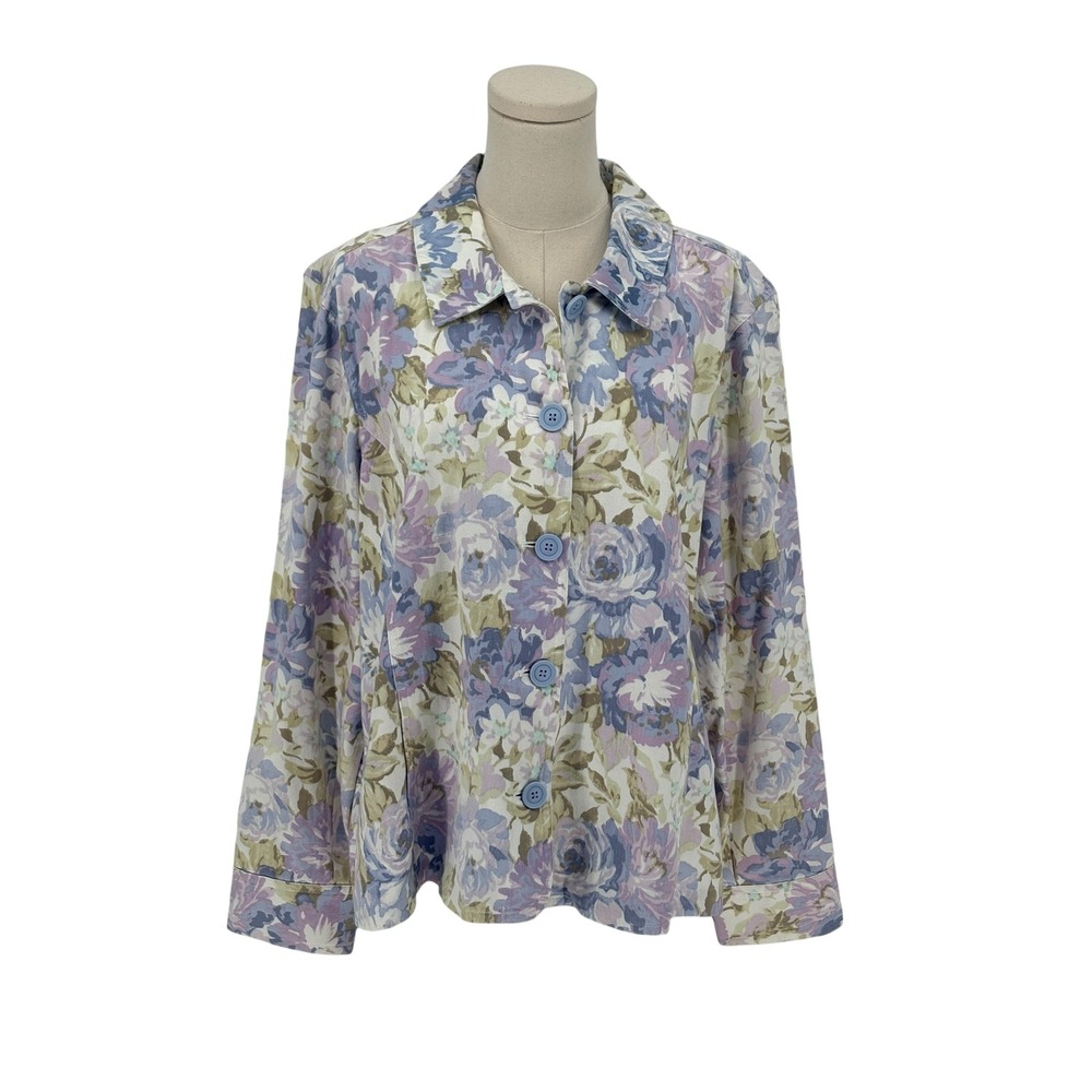 Crofts & Barrow Floral Jacket XL Button Up Long Sleeve Cotton Blend